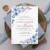 lovely dusty blue floral wedding invitation